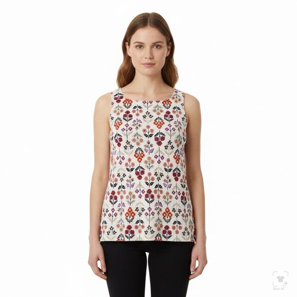 Ann Taylor Women’s White Multicolor Floral Sleeveless Tank Top Size XL - New - Picture 9 of 9